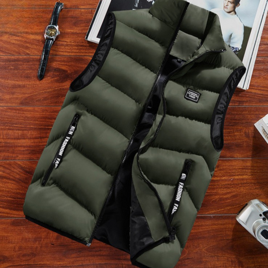 Liam | Warm Winter Vest met Rits en Staande Kraag voor Herfst en Winter