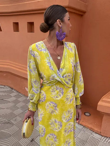 Isabella | Elegante Midi-Jurk met V-Hals voor Elke Gelegenheid