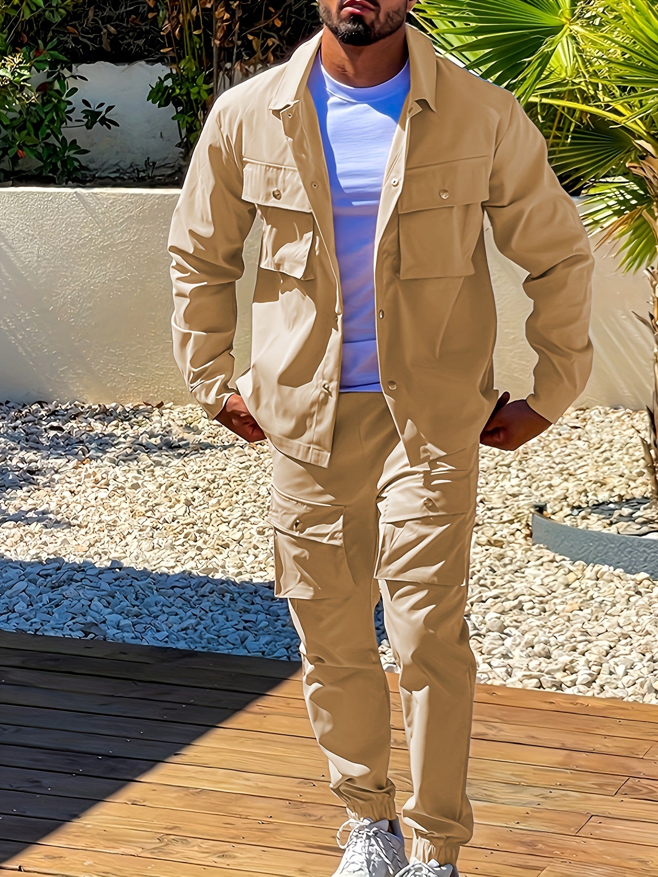 Liam | 2-Delige Outdoor Outfit met Button-Up Jacket en Drawstring Broek