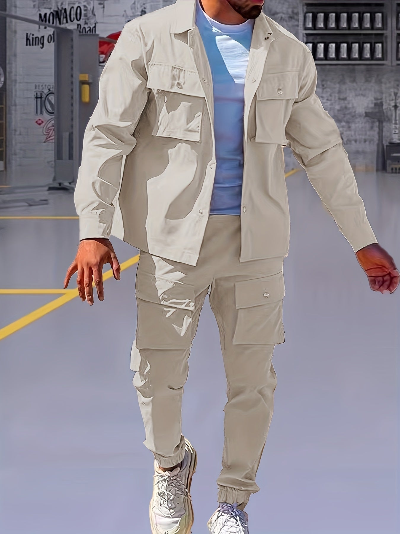 Liam | 2-Delige Outdoor Outfit met Button-Up Jacket en Drawstring Broek