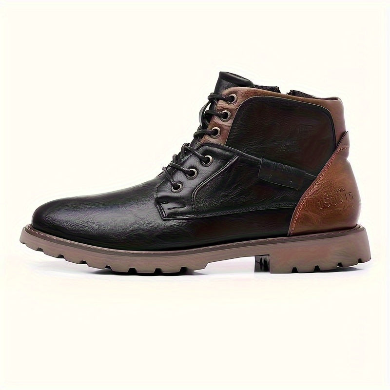 Lucas | Retro Vintage Stijl Casual Enkellaarzen met Rits en Veters