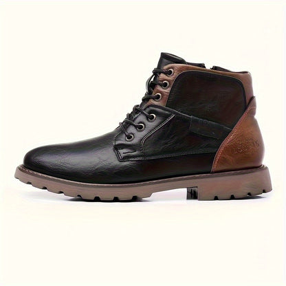 Lucas | Retro Vintage Stijl Casual Enkellaarzen met Rits en Veters