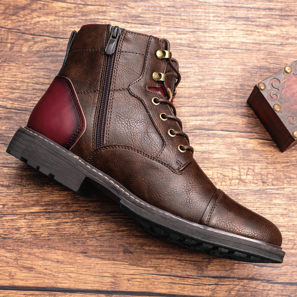 Oliver rood leer rond hoofd zacht heren veterboots