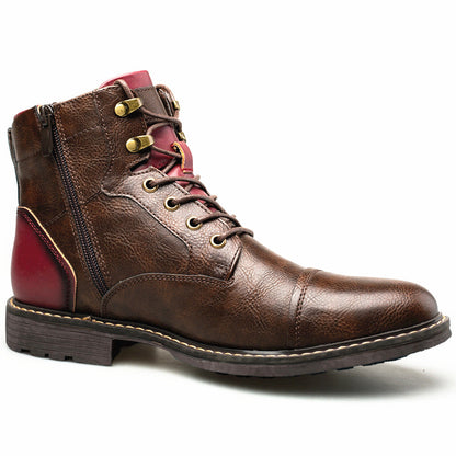 Oliver rood leer rond hoofd zacht heren veterboots
