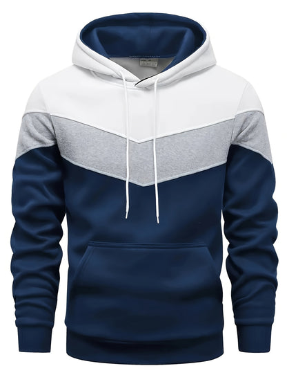 Ethan | Color Block Print Hoodie met Kangaroo Pocket voor Herfst en Winter
