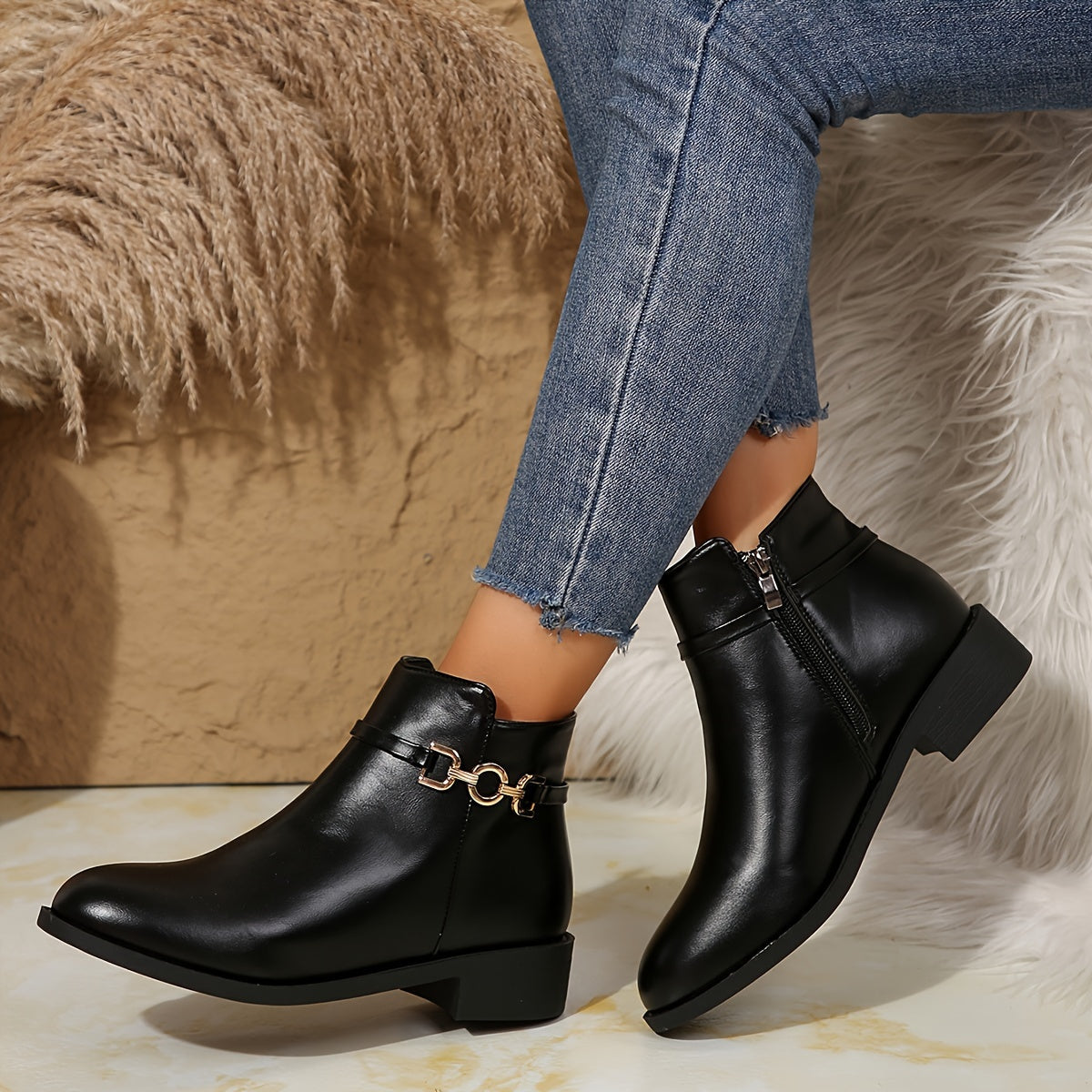 Mila - Chique Dames Chelsea Enkellaarzen, Effen Kleur, Platte Hak, Ritssluiting, Herfst Collectie