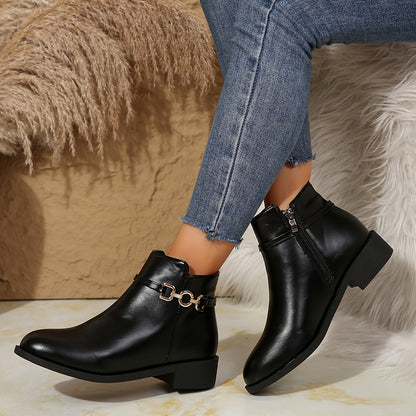 Mila - Chique Dames Chelsea Enkellaarzen, Effen Kleur, Platte Hak, Ritssluiting, Herfst Collectie