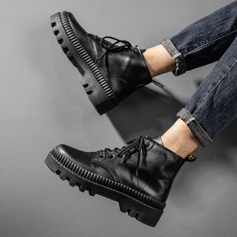 Oliver Heren veterboots leren schoenen met dikke zool
