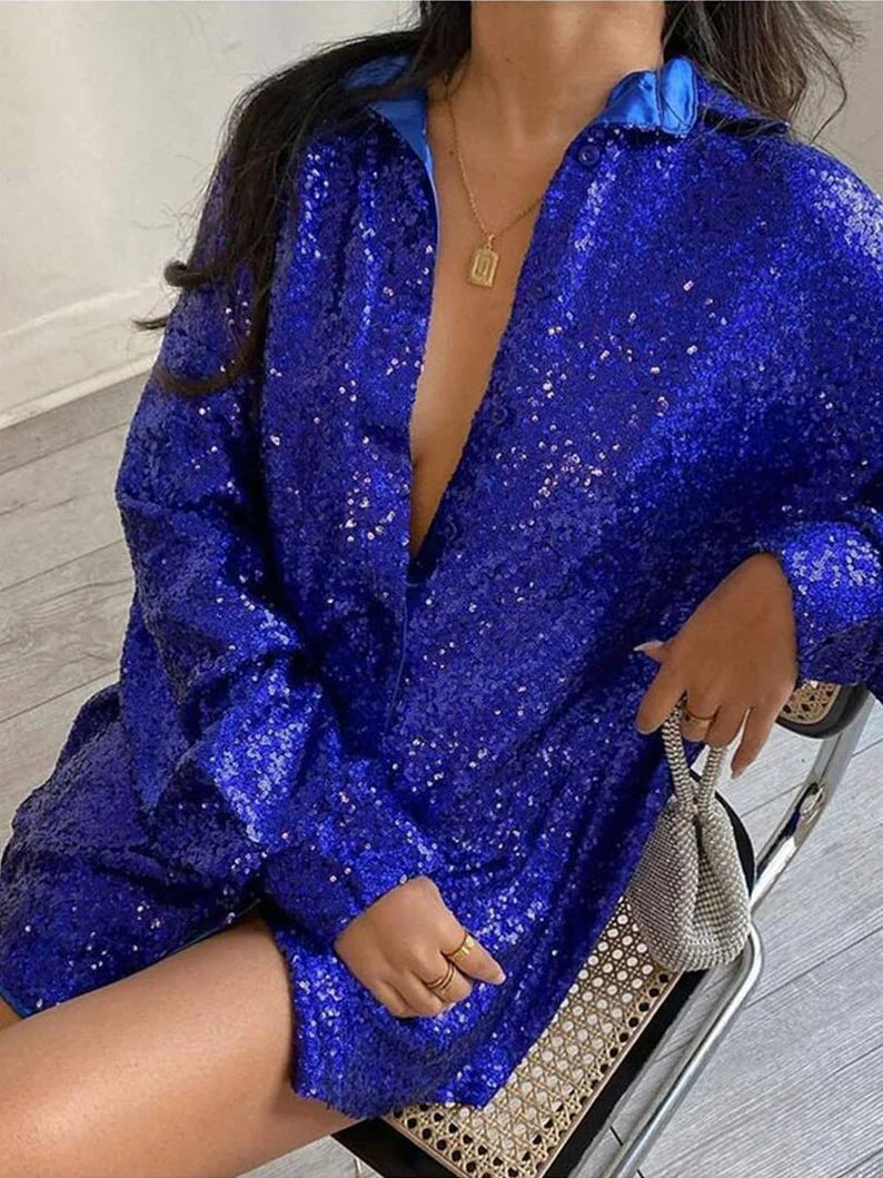 GlitteryShirt: Oversized Blouse Voor Dames