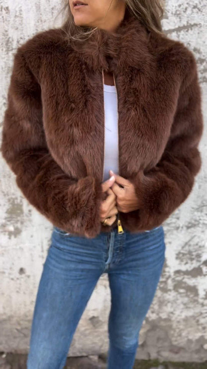 ElenaCaprini Bontkraag Rits Casual Jas