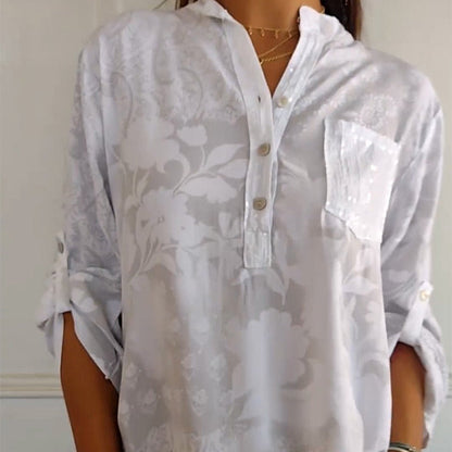Floré Shirt | Elegante bedrukte blouse met voorzak