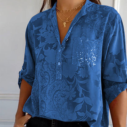 Floré Shirt | Elegante bedrukte blouse met voorzak