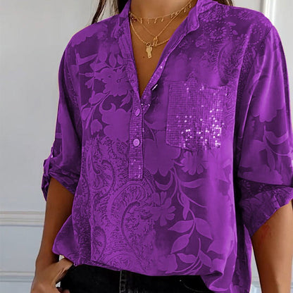 Floré Shirt | Elegante bedrukte blouse met voorzak