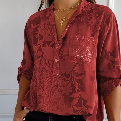 Floré Shirt | Elegante bedrukte blouse met voorzak