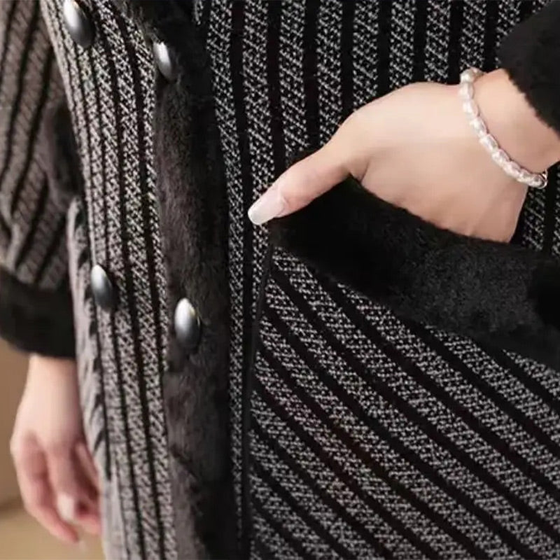 Merel | Stijlvolle Dubbelrijige Overjas met Warme Plush Voering