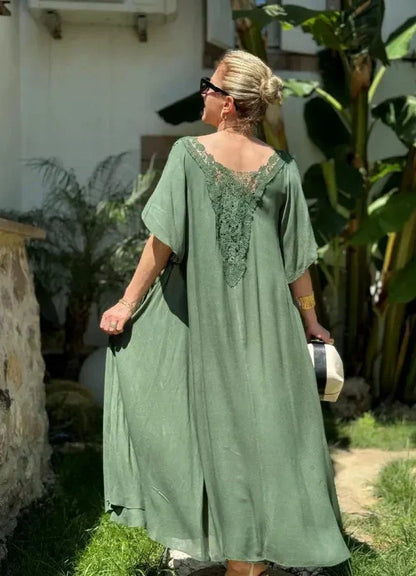 Emily | Luchtige Zomerse Chiffon Jurk met Effen Ronde Hals