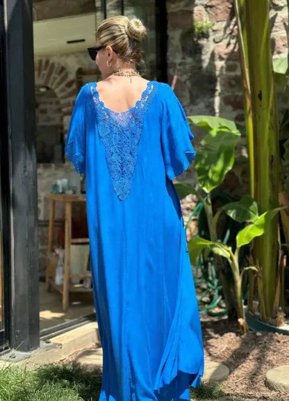 Emily | Luchtige Zomerse Chiffon Jurk met Effen Ronde Hals