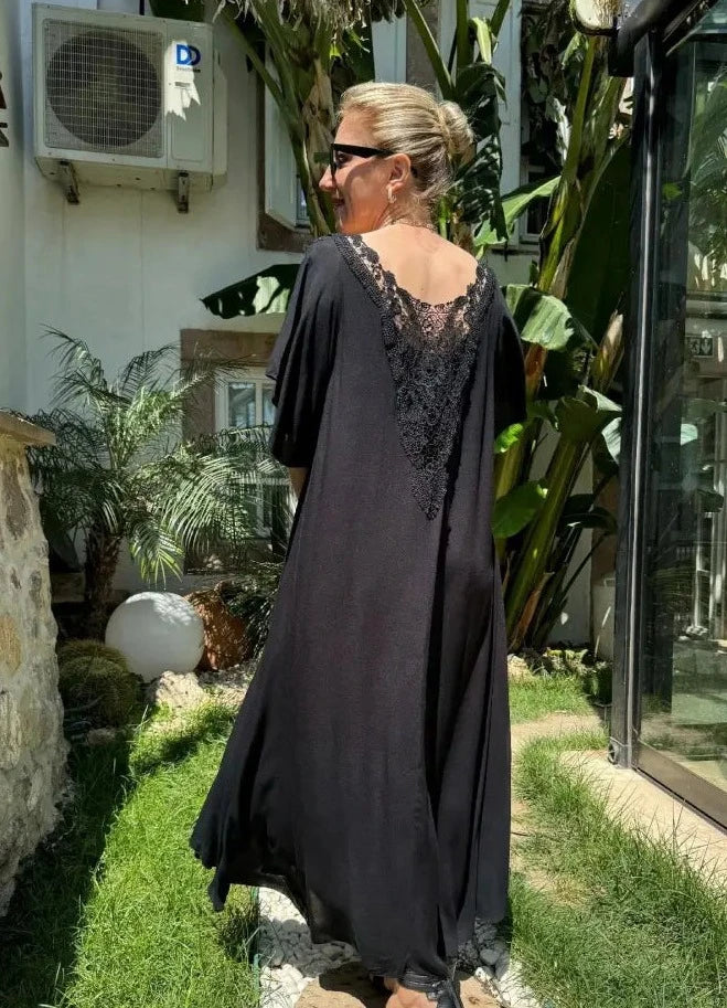 Emily | Luchtige Zomerse Chiffon Jurk met Effen Ronde Hals