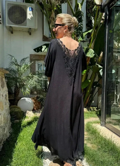 Emily | Luchtige Zomerse Chiffon Jurk met Effen Ronde Hals